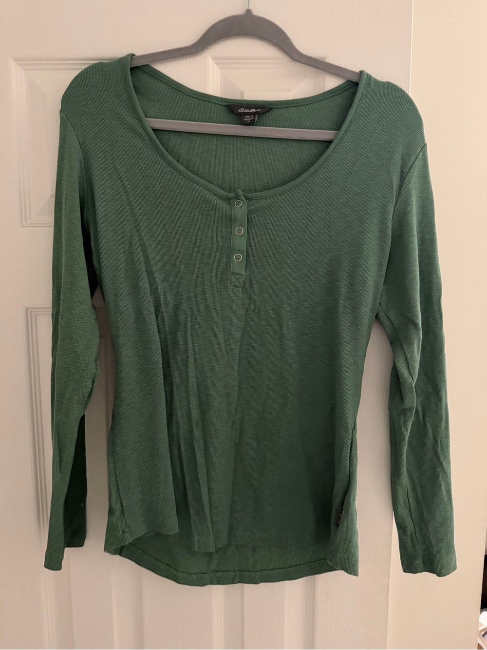 Eddie Bauer Green Long-Sleeve Henley Top